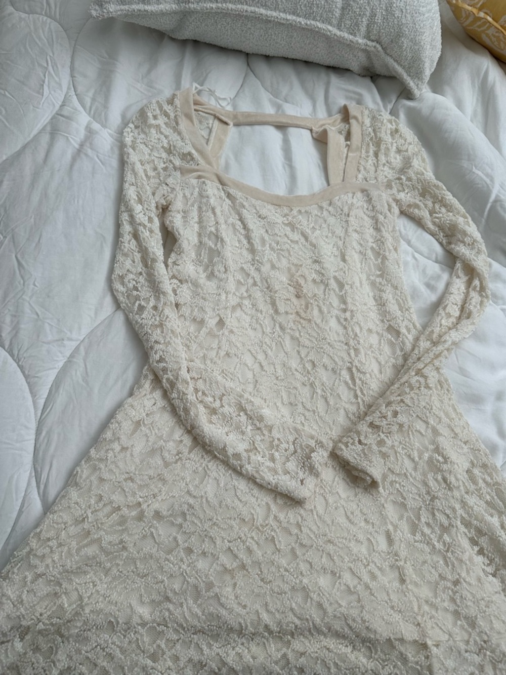 Free people Cream Lace Long-Sleeve Women's Dress